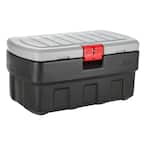 HDX 70 Gal. Tough Storage Tote with Wheels in Black with Yellow Lid 206203  - The Home Depot