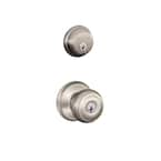 Home Front by Schlage Marwood Satin Nickel Exterior Single-cylinder  deadbolt Keyed Entry Door Knob Combo Pack in the Door Knobs department at