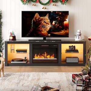 Black in Fireplace TV Stands