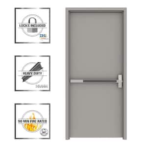 Gray Flush Exit Fire Proof Steel Prehung Commercial Door with Welded Frame