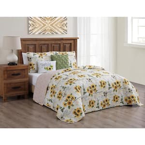Yara Floral Reversible Quilt Set with Throw Pillows