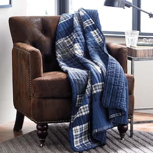 Plaid Quilted Cotton Throw Blanket