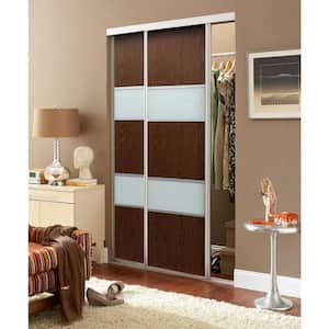 Sequoia Anodized Aluminum Frame Walnut and White Painted Glass Interior Sliding Door