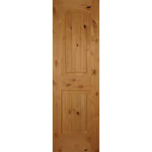 2-Panel Arch Top V-Grooved Solid Core Knotty Alder Single Prehung Interior Door