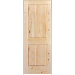 Smooth 2-Panel Hollow Core Unfinished Knotty Pine Single Prehung Interior Door