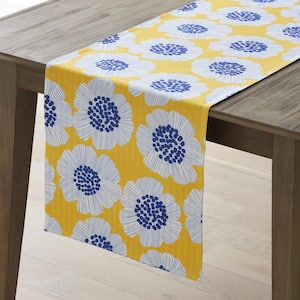 Art Deco Floral 16 in. X 90 in. Geometric Cotton Table Runner