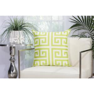 Greek Key Geometric Stain Resistant Polyester 20 in. x 20 in. Throw Pillow