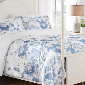 Loriana 3-Piece Blue Engineered Floral Comforter Set