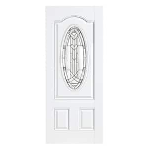 Chatham Three Quarter Oval Lite Primed Steel Prehung Front Door with No Brickmold