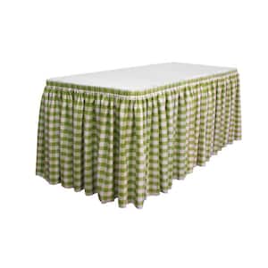 17 ft. x 29 in. Long Polyester Gingham Checkered Table Skirt with 10 L-Clips