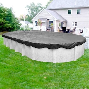 Professional-Grade Oval Charcoal Winter Pool Cover