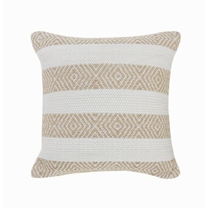 Rivera Geometric Stripped Casual Poly-Fill 18 in. x 18 in. Throw Pillow