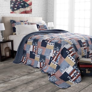 Patriotic Americana Stripes & Plaids 300-Thread Count Polyester Quilt