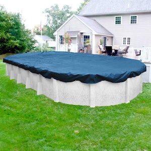 Heavy-Duty Oval Imperial Blue Winter Pool Cover