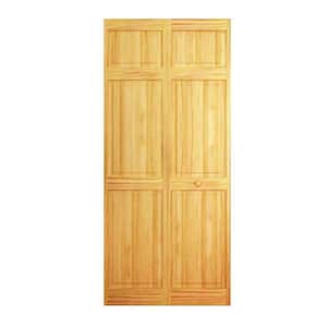Clear 6-Panel Solid Core Unfinished Wood Interior Closet Bi-fold Door