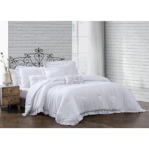 Davina Solid Enzyme Washed Comforter Set with 3 Decorative Pillows