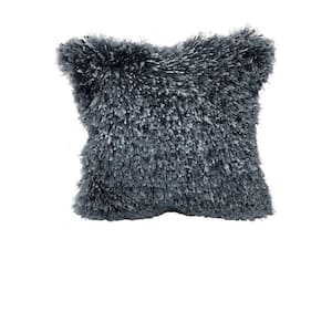 Quintoe Shag Solid Fluffy Poly-Fill Throw Pillow