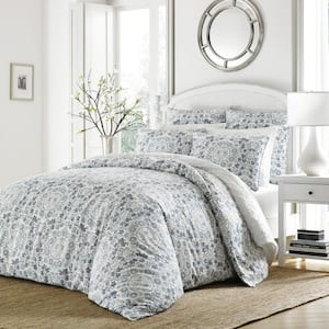 Caldecott Pastel Blue Floral Cotton Comforter Set