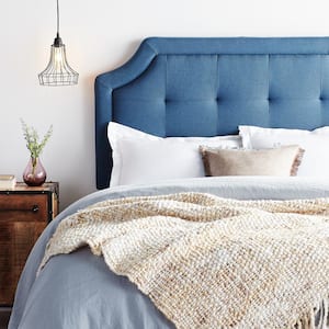 Upholstered Scoop-Edge Headboard with Square Tufting