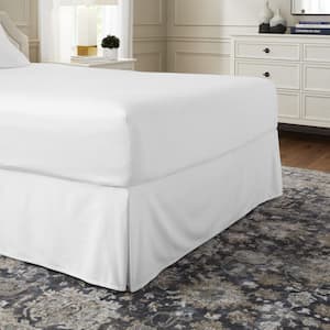 Pleated White Cotton Bed Skirt