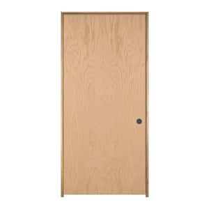 Woodgrain Flush Unfinished Red Oak Single Prehung Interior Door