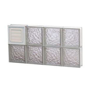 Frameless Ice Pattern Glass Block Window with Dryer Vent