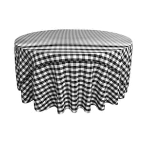 132 in. Polyester Gingham Checkered Round Tablecloth