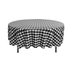 90 in. Polyester Gingham Checkered Round Tablecloth
