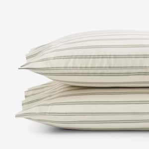 Narrow Stripe T200 Yarn Dyed Cotton Percale Pillowcases (Set of 2)