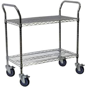 2-Shelf Steel Wire Service Cart in Chrome