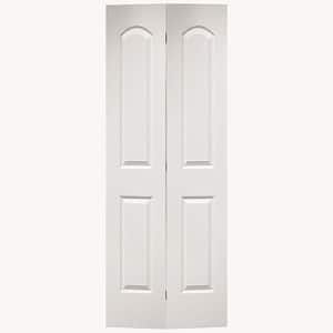 Roman Smooth 2-Panel Round Top Hollow-Core Primed Composite Interior Closet Bi-fold Door
