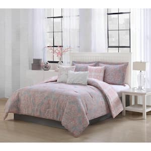Magic 7-Piece Blush Pink/Grey Comforter Set