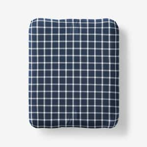 Company Cotton Windowpane Yard-Dyed Percale Fitted Sheet