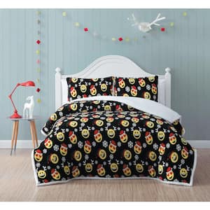 Jolly Emoji Plush/Sherpa Comforter Set