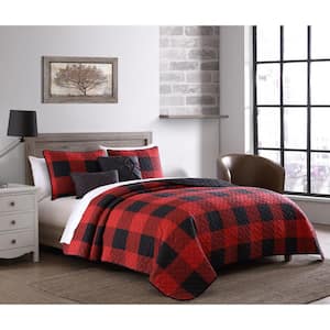 Buffalo Plaid Reversible Quilt Set with Throw Pillows
