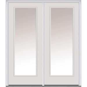 Classic Clear Glass Fiberglass Smooth Prehung Left-Hand Inswing Full Lite Patio Door