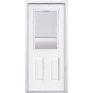 Premium 1/2 Lite Mini Blind Primed Steel Prehung Front Door with No Brickmold