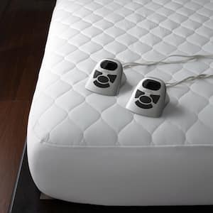 Quilted Heated White Mattress Pad