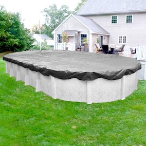 Platinum Oval Silver Solid Above Ground Winter Pool Cover