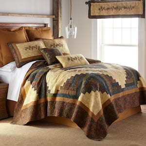 Donna Sharp Cabin Raising Pine Cone Collection Graphic 140-Thread Count Cotton Quilt
