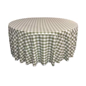108 in. Polyester Gingham Checkered Round Tablecloth