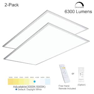 2 ft. x 4 ft. White Commercial Integrated LED 6300 Lumens Dimmable Drop Ceiling Flat Panel Troffer Light (2-Pack)