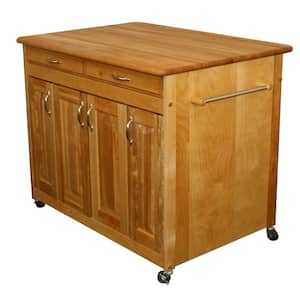 Natural with Butcher Block Top in Kitchen Carts