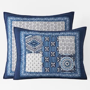 Geo Block Print Handcrafted Quilted Multi-Colored Cotton Sham