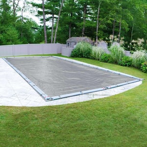 Ultra Rectangular Dove Gray Solid In Ground Winter Pool Cover