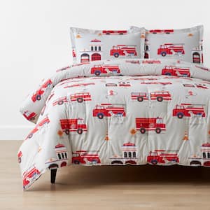 Company Kids Fire Station Organic Cotton Percale Comforter Set