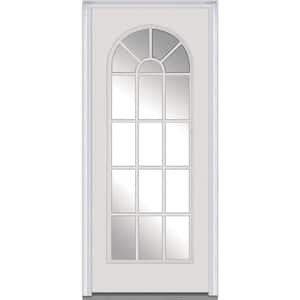 Clear Glass Round Top Full Lite Painted Majestic Steel Prehung Front Door