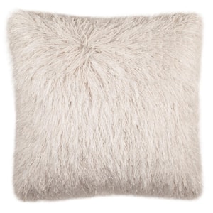 Shag Modish Metallic Solid Faux Fur Down Alternative Throw Pillow