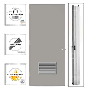 Flush Gray Steel Commercial Louvered Unit with Hardware
