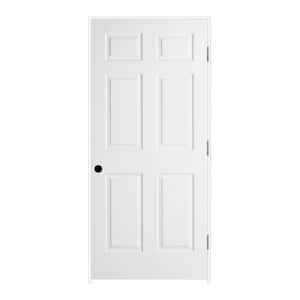 Woodgrain 6-Panel Solid Core Primed Molded Composite Single Prehung Interior Door with Flat Jamb